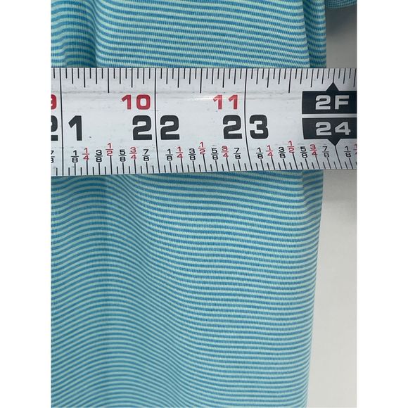 Peter Millar Polo Golf Shirt Men XL Blue Striped Short Sleeve Yellow‎ Flag - Picture 8 of 13